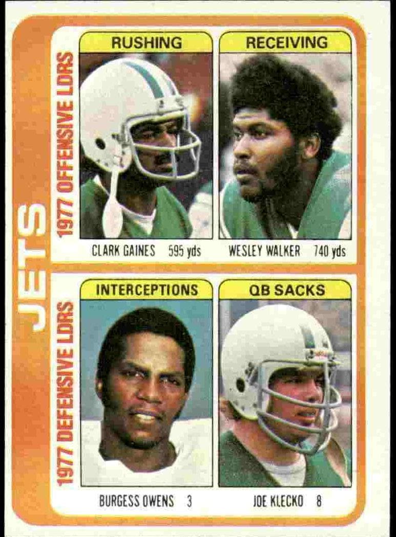 Clark Gaines / Wesley Walker / Burgess Owens / Joe Klecko 1978 topps