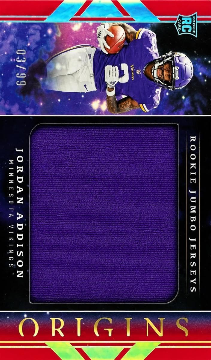 Jordan Addison 2023 panini Origins Rookie Jumbo Jerseys Football Red