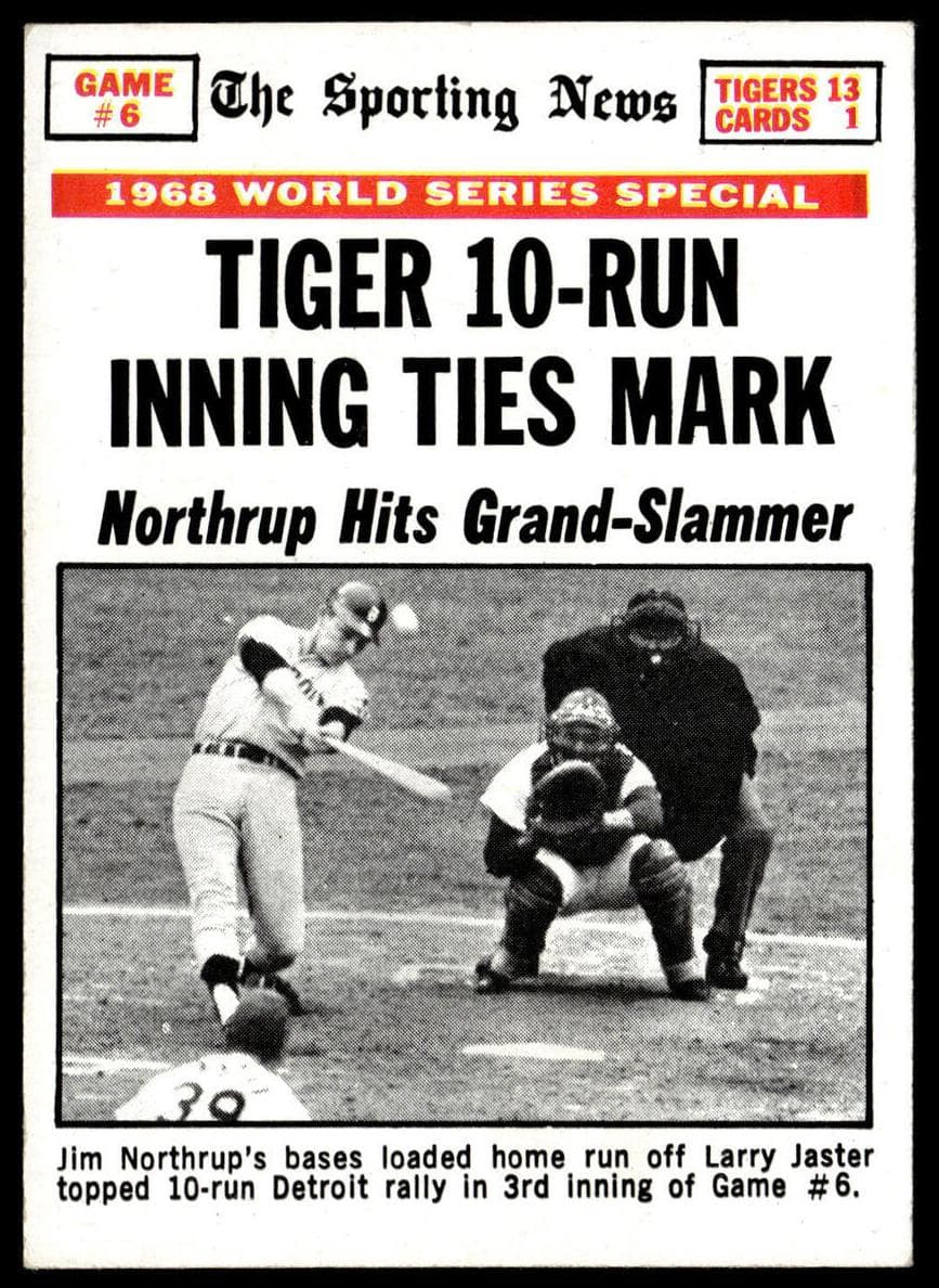 World Series Game #6 - Tiger 10-Run Inning Ties Mark 1969 topps Topps