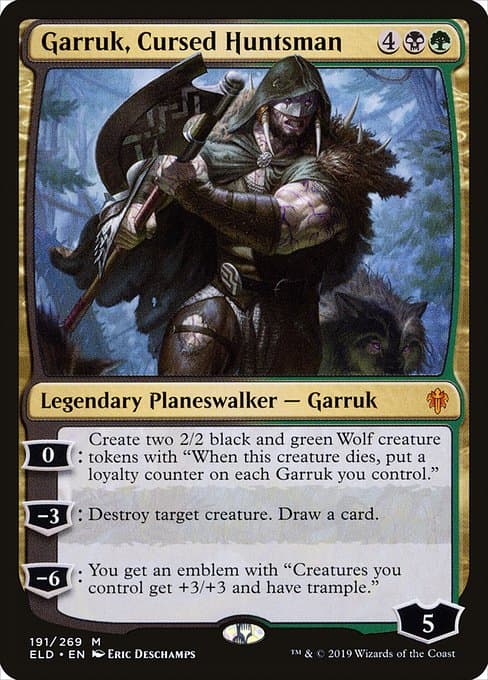Garruk, Cursed Huntsman 2019 Magic: The Gathering Throne of Eldraine Extended Art Foil