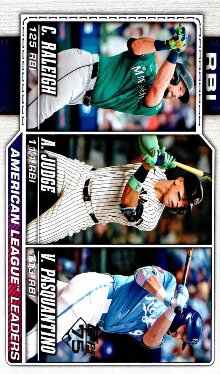 Vinnie Pasquantino/Cal Raleigh/Aaron Judge trading card