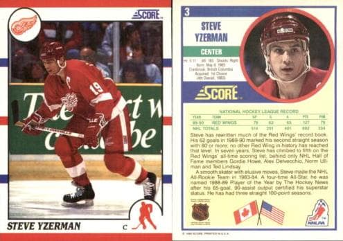 Steve Yzerman 1990 panini