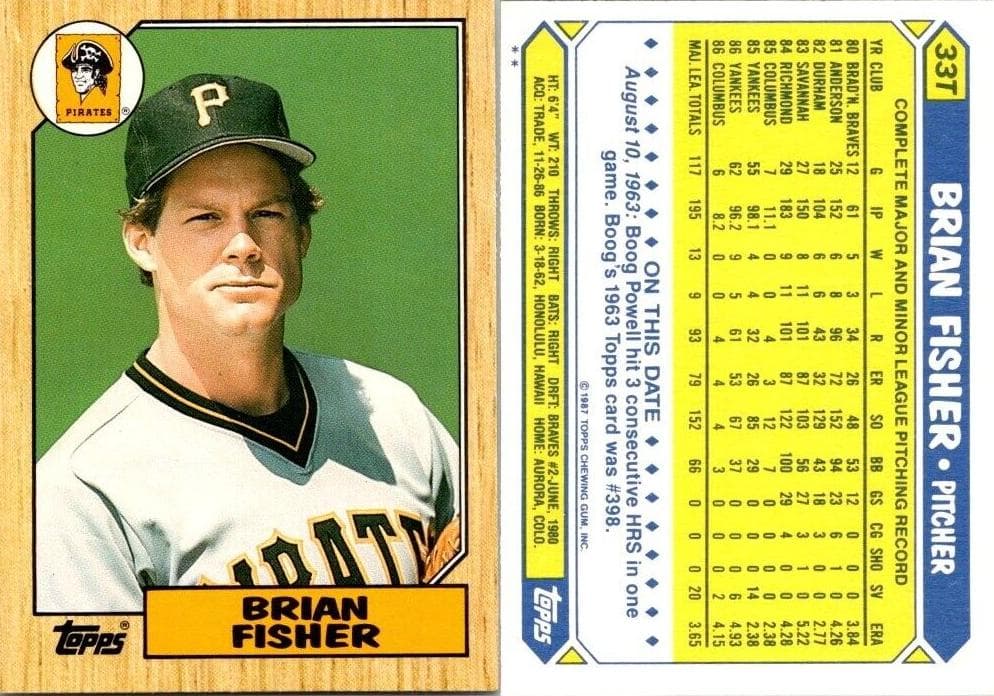 Brian Fisher 1987 topps