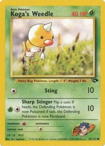 Koga's Weedle trading card