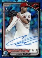 Chase Burns 2024 bowman Bowman Draft Chrome Prospect Auto - Blue Wave Refractor (1st)