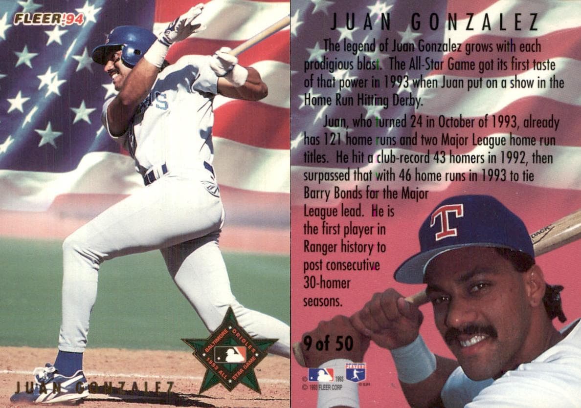 Juan Gonzalez 1994 fleer Fleer
