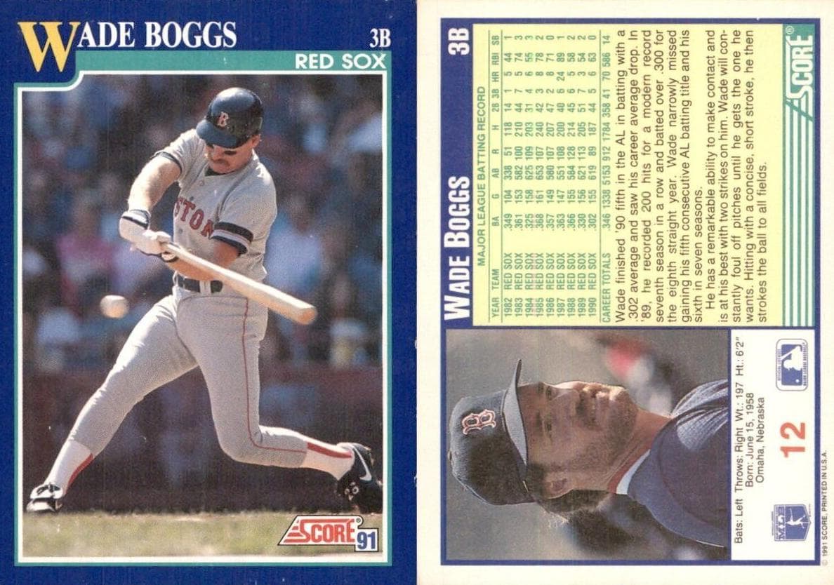 Wade Boggs 1991 panini Score