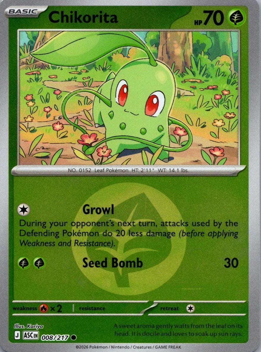 Chikorita trading card