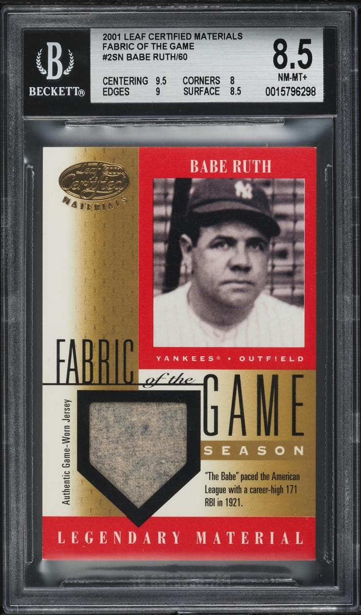 Babe Ruth 2001 leaf Leaf Certified Materials