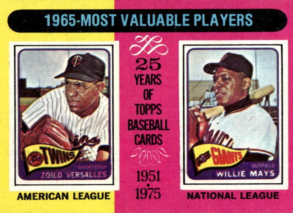 1965 MVPs (Zoilo Versalles / Willie Mays) 1975 topps Topps