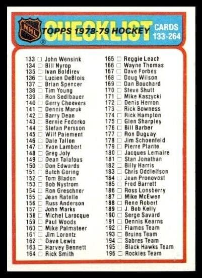 Checklist: 133-264 1978 topps Topps