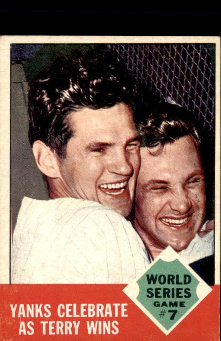 World Series Game #7: Yanks Celebrate as Terry Wins 1963 topps Topps
