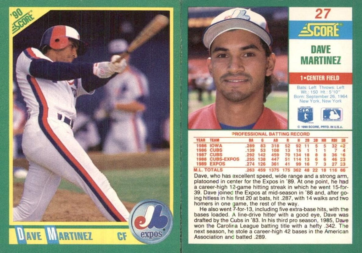 Dave Martinez 1990 panini Score