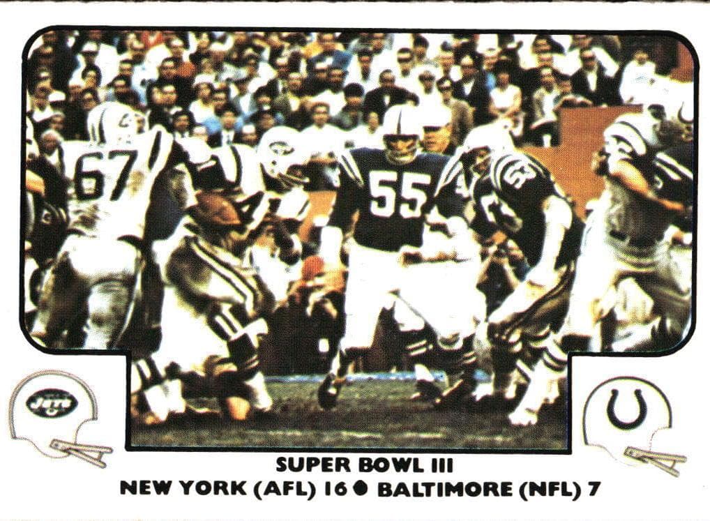 Super Bowl III 1977 fleer