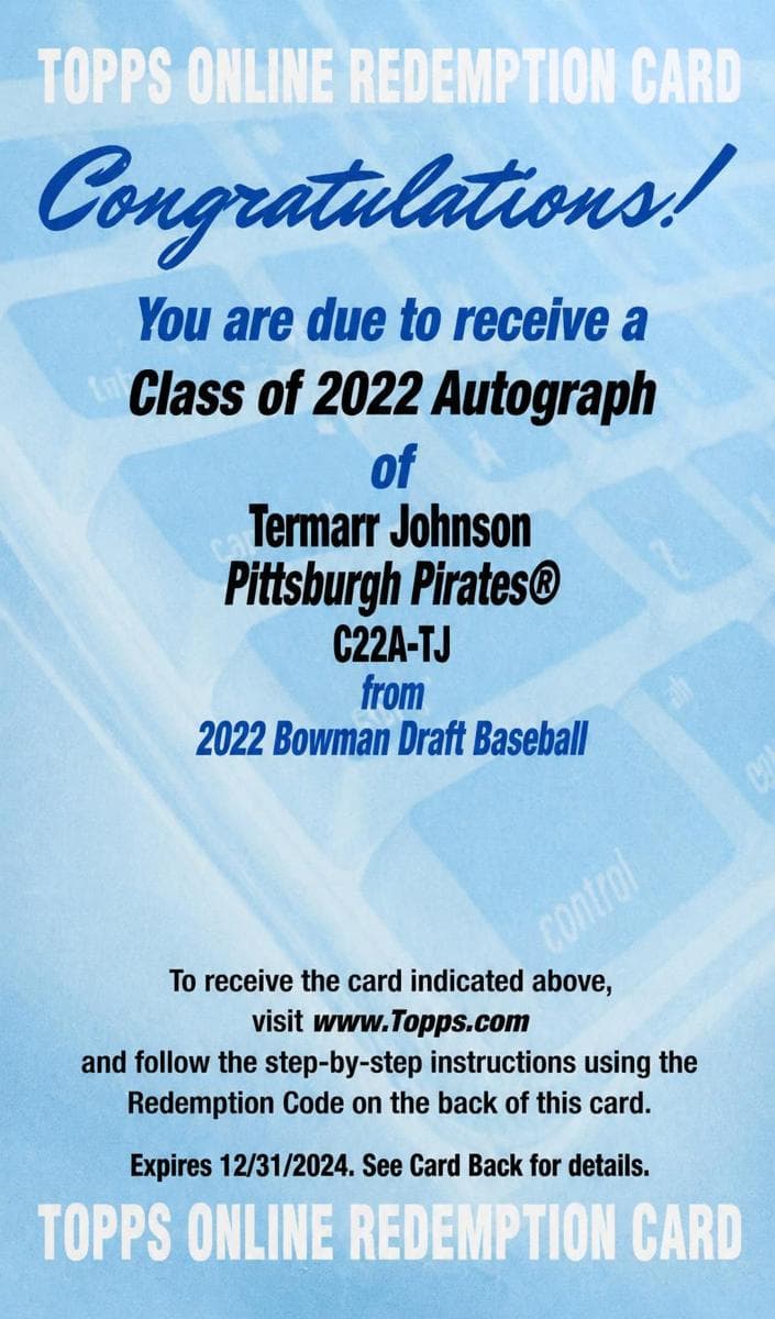 Termarr Johnson 2022 bowman Bowman Draft