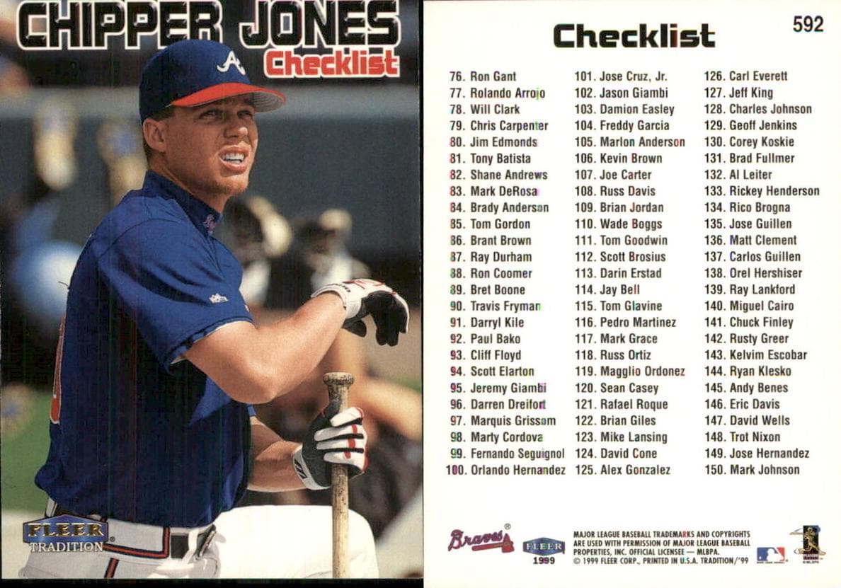 Chipper Jones 1999 fleer Fleer Tradition
