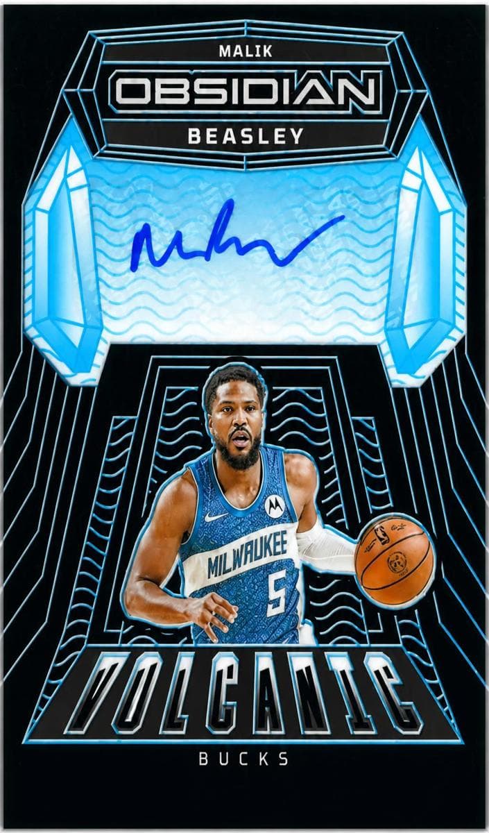 Malik Beasley 2023 panini Obsidian Volcanic Signatures Basketball Electric Etch Blue