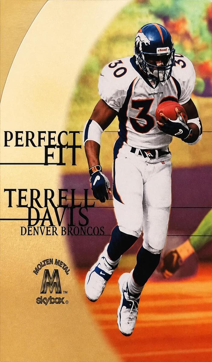 Terrell Davis 1999 skybox Molten Metal Perfect Fit Football Gold