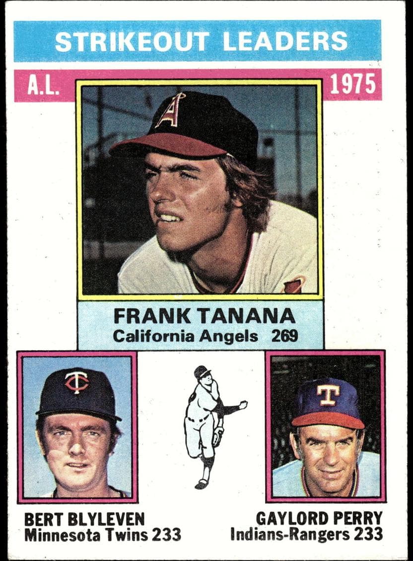 1975 AL Strikeout Leaders (Frank Tanana / Bert Blyleven / Gaylord Perry) 1976 topps Topps