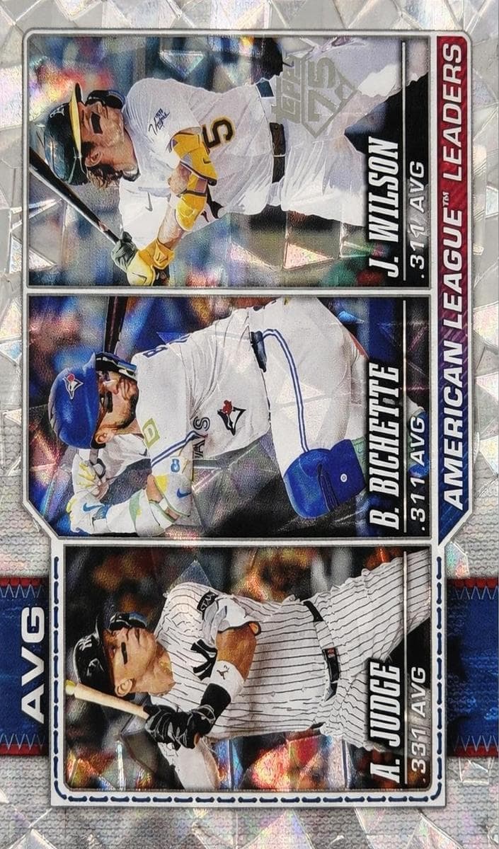 Jacob Wilson/Aaron Judge/Bo Bichette trading card