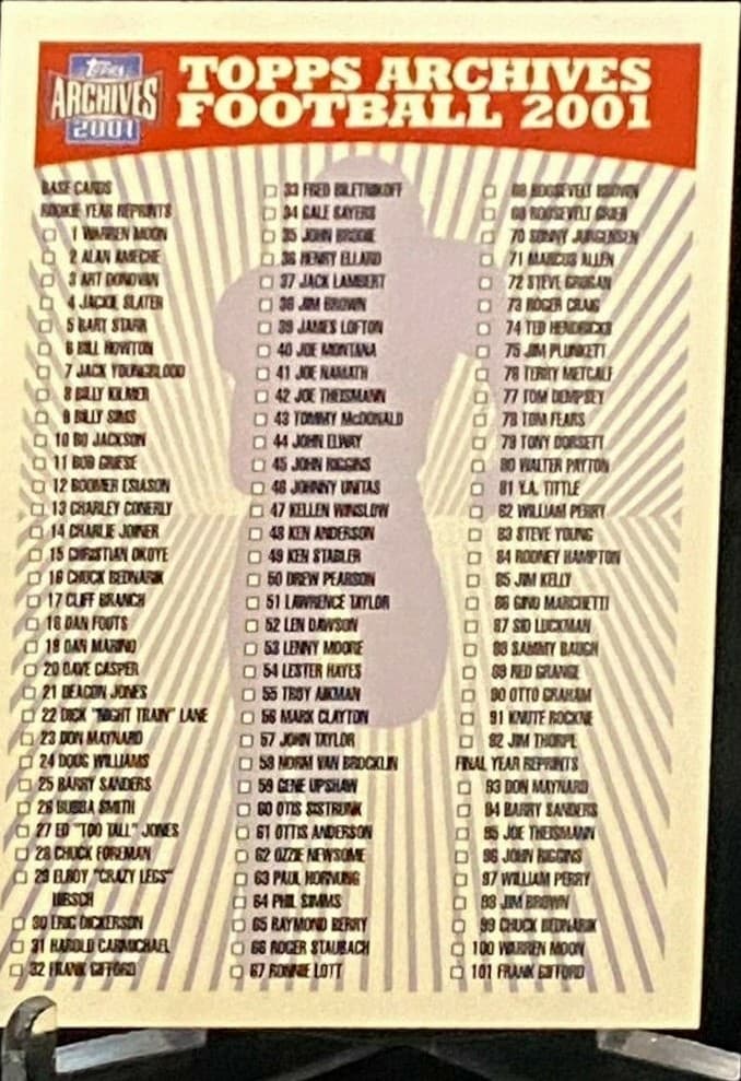 Archives Football Checklist 2001 Topps