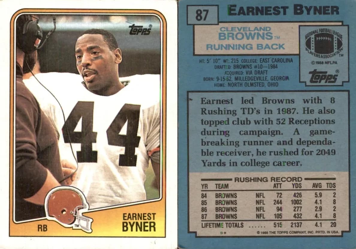 Earnest Byner 1988 topps Topps