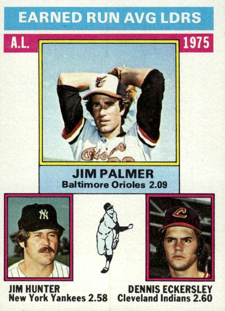1975 AL ERA Leaders (Jim Palmer / Jim Hunter / Dennis Eckersley) 1976 topps Topps