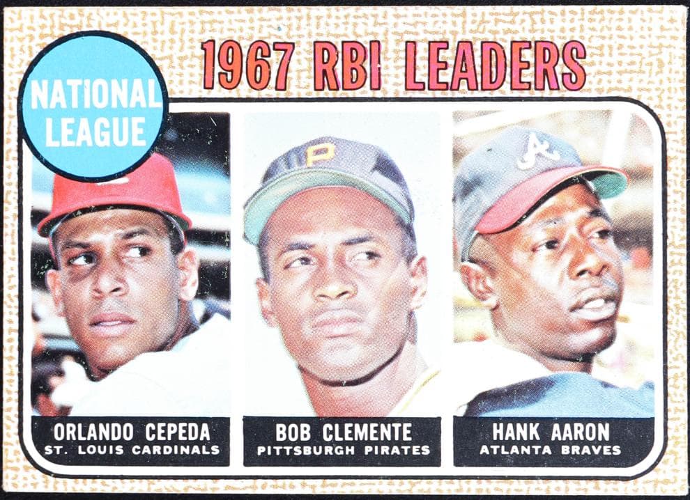 National League 1967 RBI Leaders (Orlando Cepeda / Bob Clemente / Hank Aaron) 1968 topps Topps