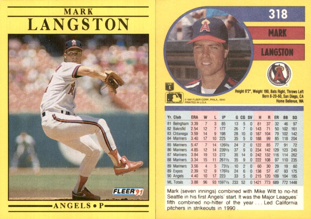 Mark Langston 1991 fleer Fleer