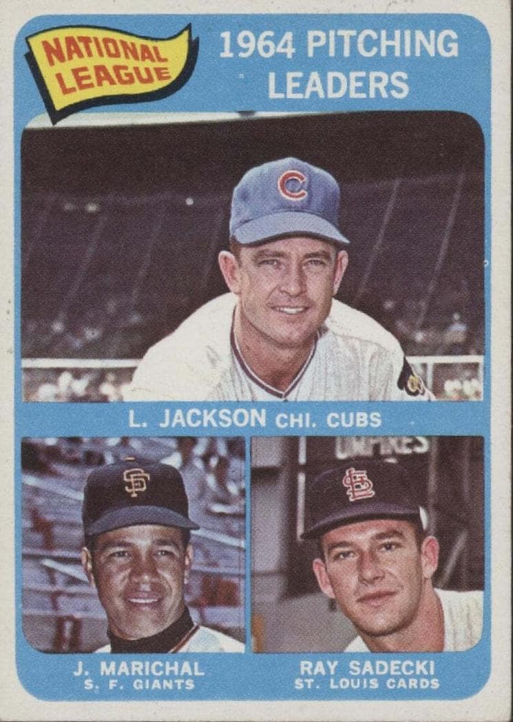 National League 1964 Pitching Leaders (Larry Jackson / Juan Marichal / Ray Sadecki) 1965 topps Topps
