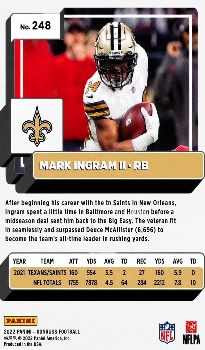 Mark Ingram II trading card