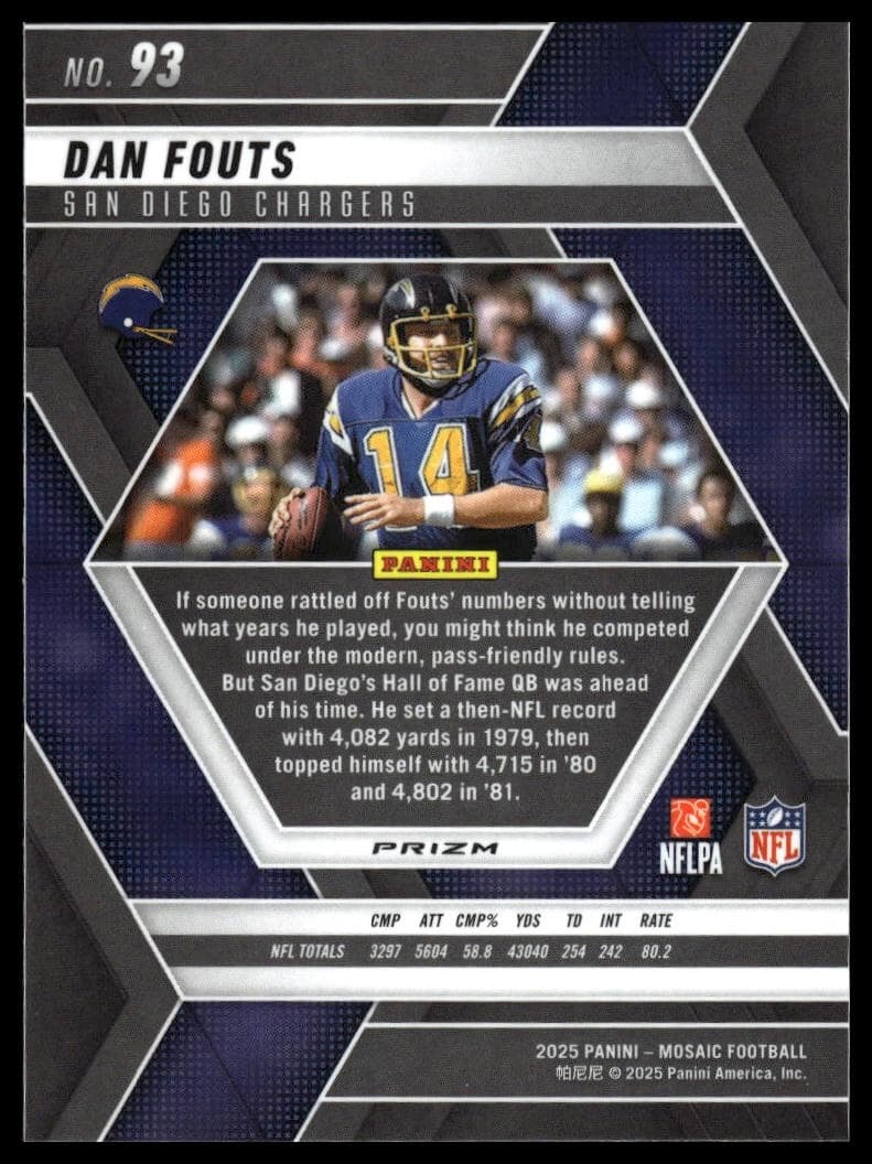 Dan Fouts trading card