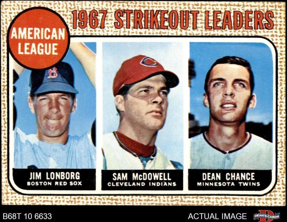 American League 1967 Strikeout Leaders (Jim Lonborg / Sam McDowell / Dean Chance) 1968 topps Topps