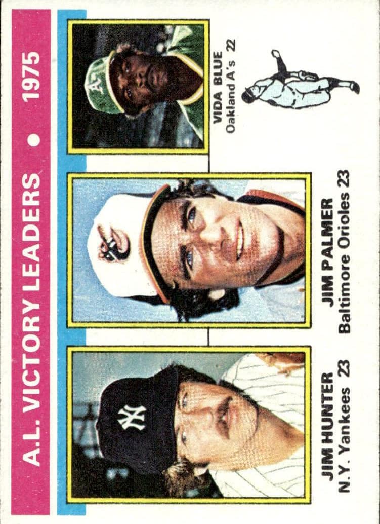 1975 AL Victory Leaders (Jim Hunter / Jim Palmer / Vida Blue) 1976 topps Topps