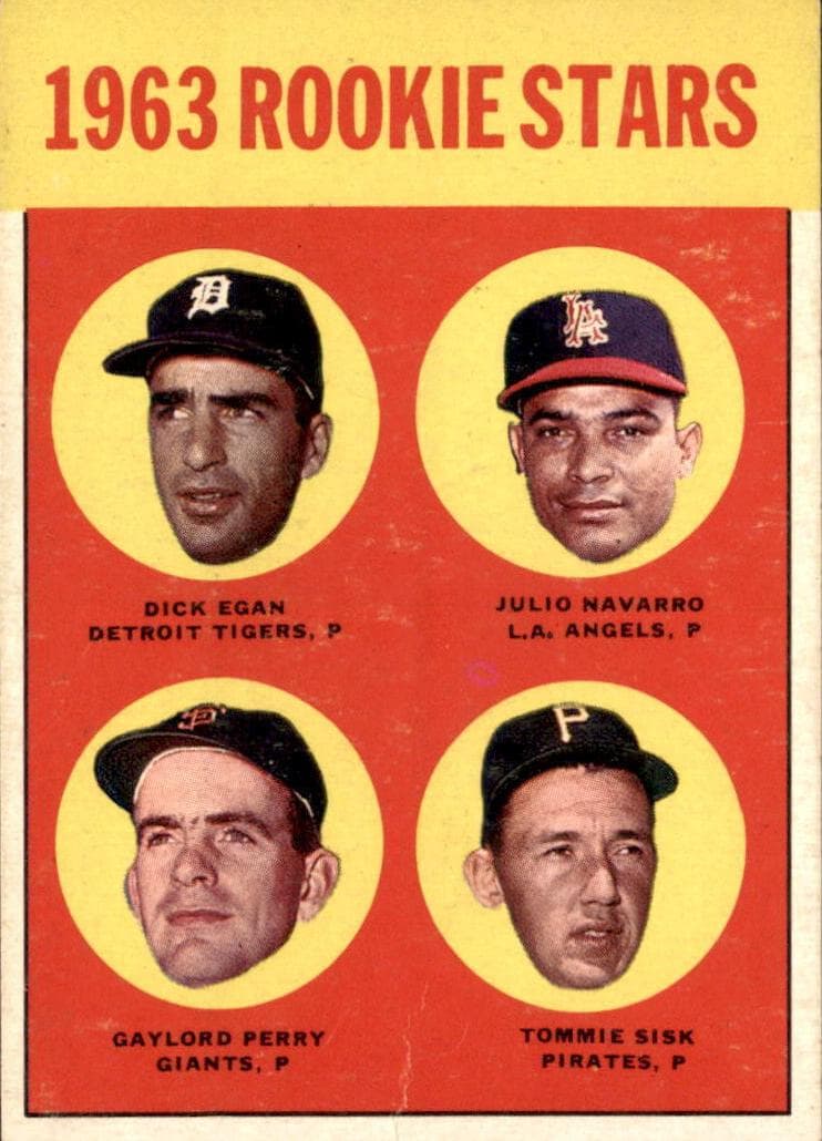 1963 Rookie Stars (Dick Egan / Julio Navarro / Gaylord Perry / Tommie Sisk) #169
