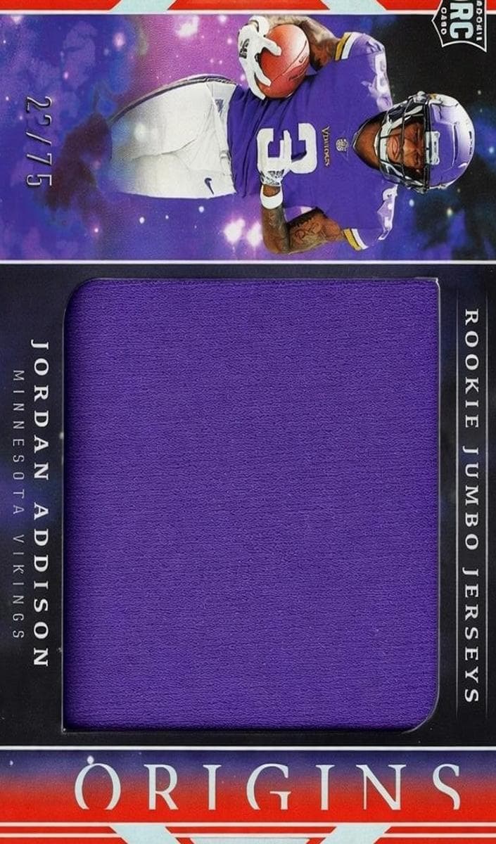 Jordan Addison 2023 panini Origins Rookie Jumbo Jerseys Football Orange