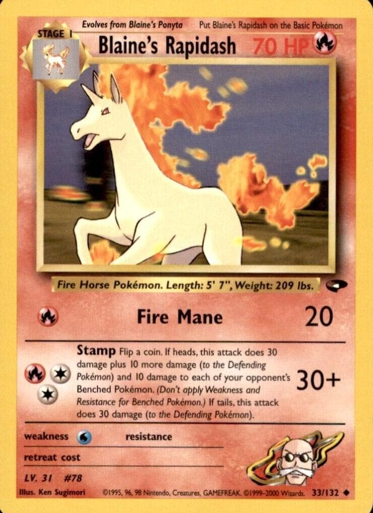 Blaine's Rapidash trading card