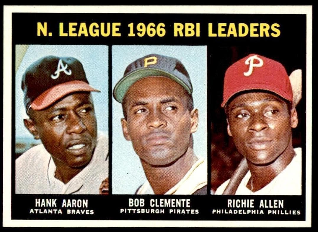National League 1966 RBI Leaders (Hank Aaron / Bob Clemente / Richie Allen) 1967 topps Topps