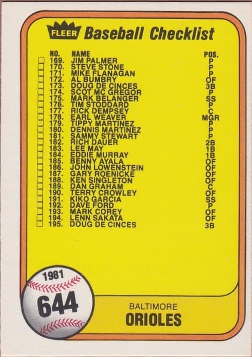 Checklist: Orioles / Reds #644