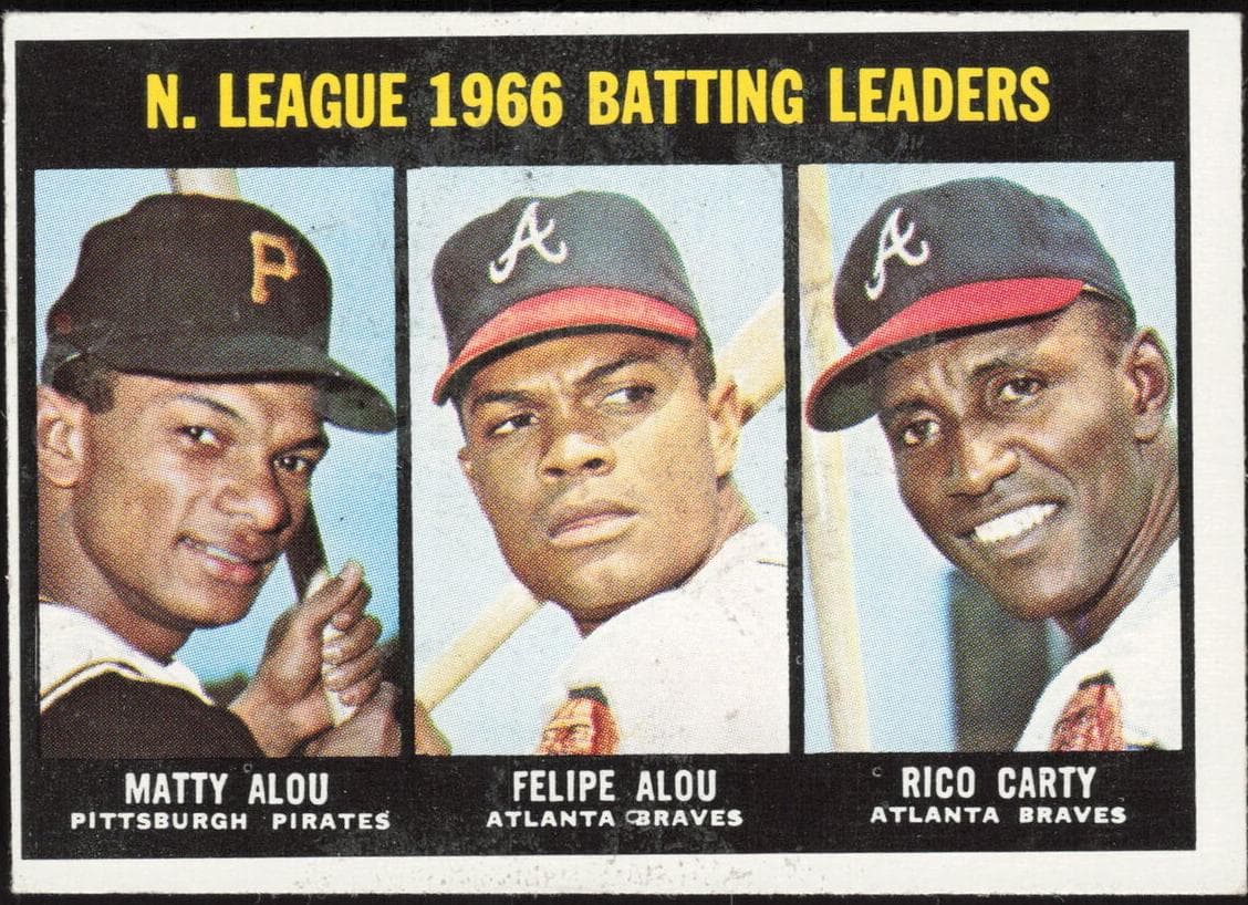 National League 1966 Batting Leaders (Matty Alou / Felipe Alou / Rico Carty) 1967 topps Topps