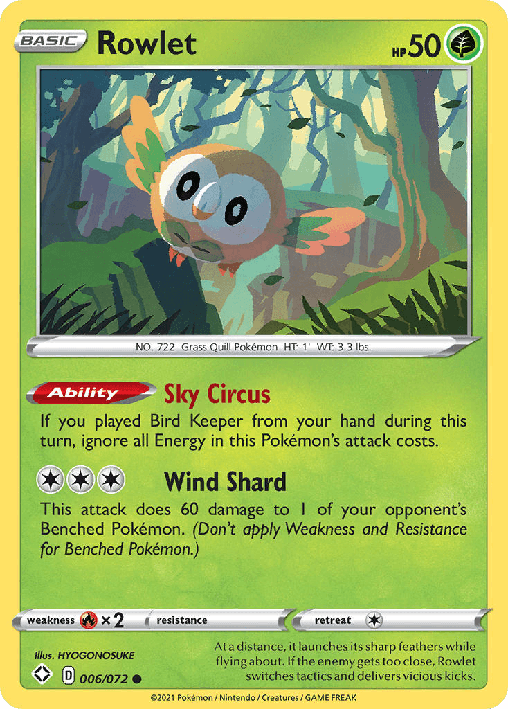 Rowlet 2021 Pokemon Shining Fates