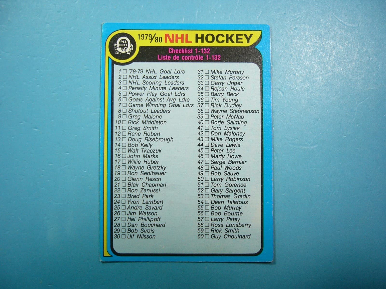 NHL HOCKEY FIRST CHECKLIST EX 1979 O-Pee-Chee 1979 O-Pee-Chee
