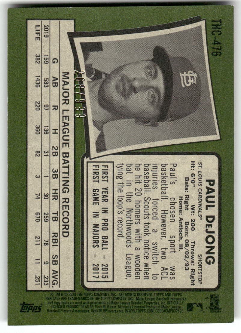 Paul De 2020 Topps Heritage 2020 Topps Heritage refractor example 1