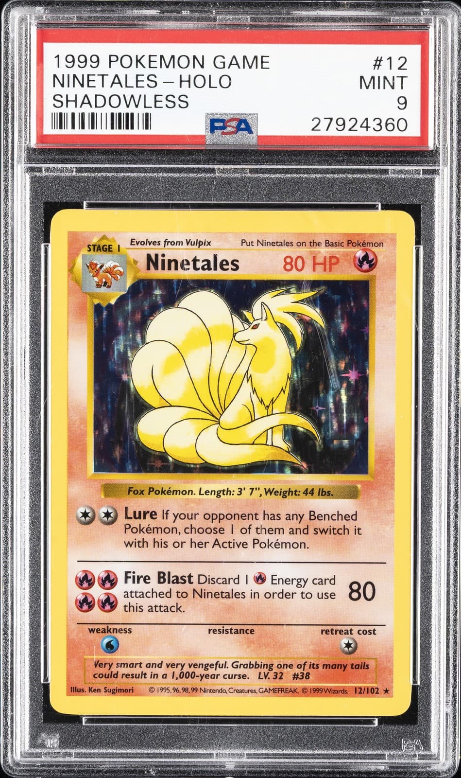POKEMON SET SHADOWLESS NINETAL 1999 Unknown 1999 Unknown