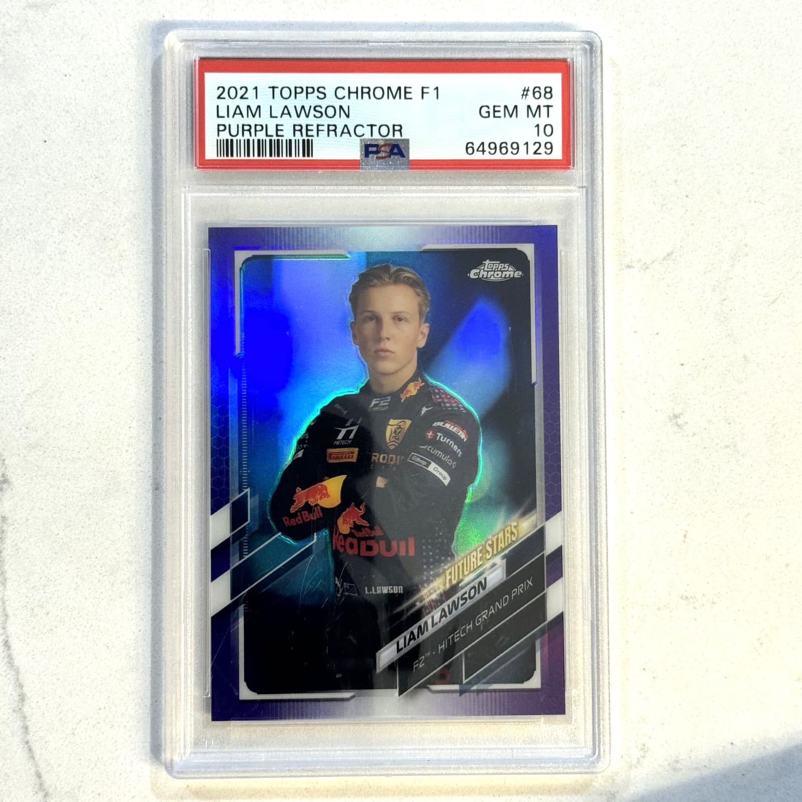 Liam Lawson Purple 2021 Topps Chrome 2021 Topps Chrome green-purple-refractor example 2