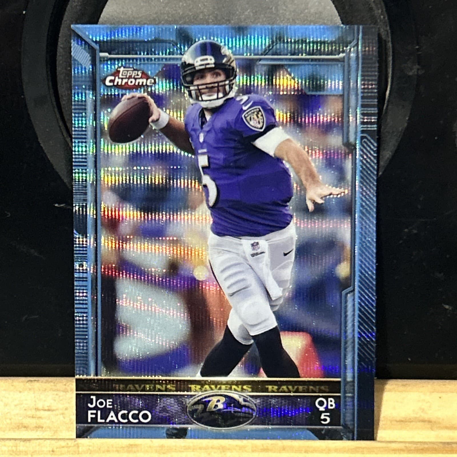 Joe Flacco Blue 2015 Topps Chrome 2015 Topps Chrome blue-refractor-wave