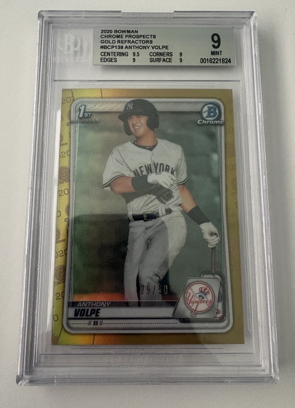 Anthony Volpe Baseball 2020 Bowman Chrome 2020 Bowman Chrome gold-refractor
