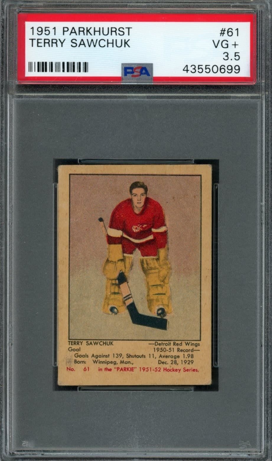 Terry Sawchuk trading card
