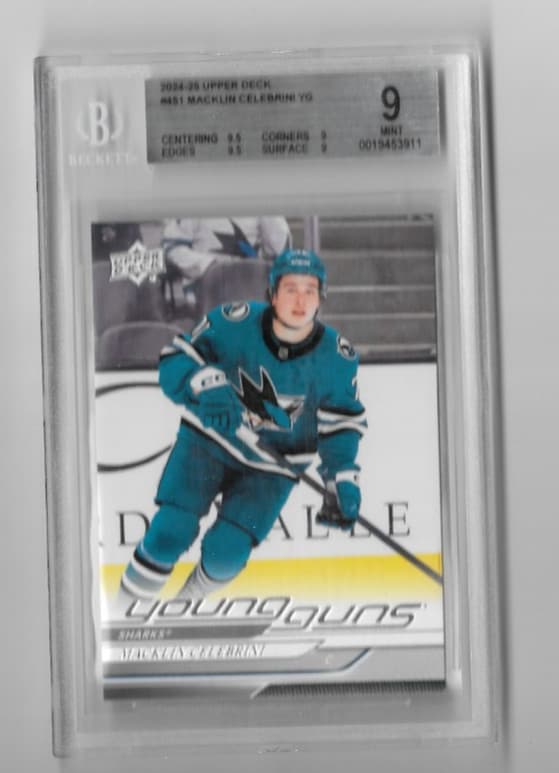 Macklin Celebrini trading card