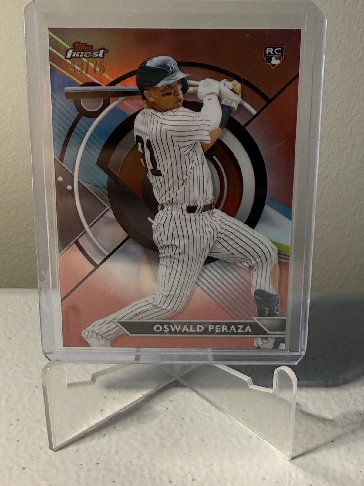 Oswald Peraza 2023 Topps Finest 2023 Topps Finest blue-refractor example 2